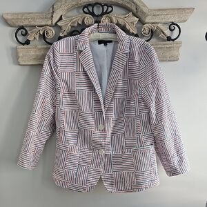 Talbots Patchwork Striped Blazer - Red, Blue, White
